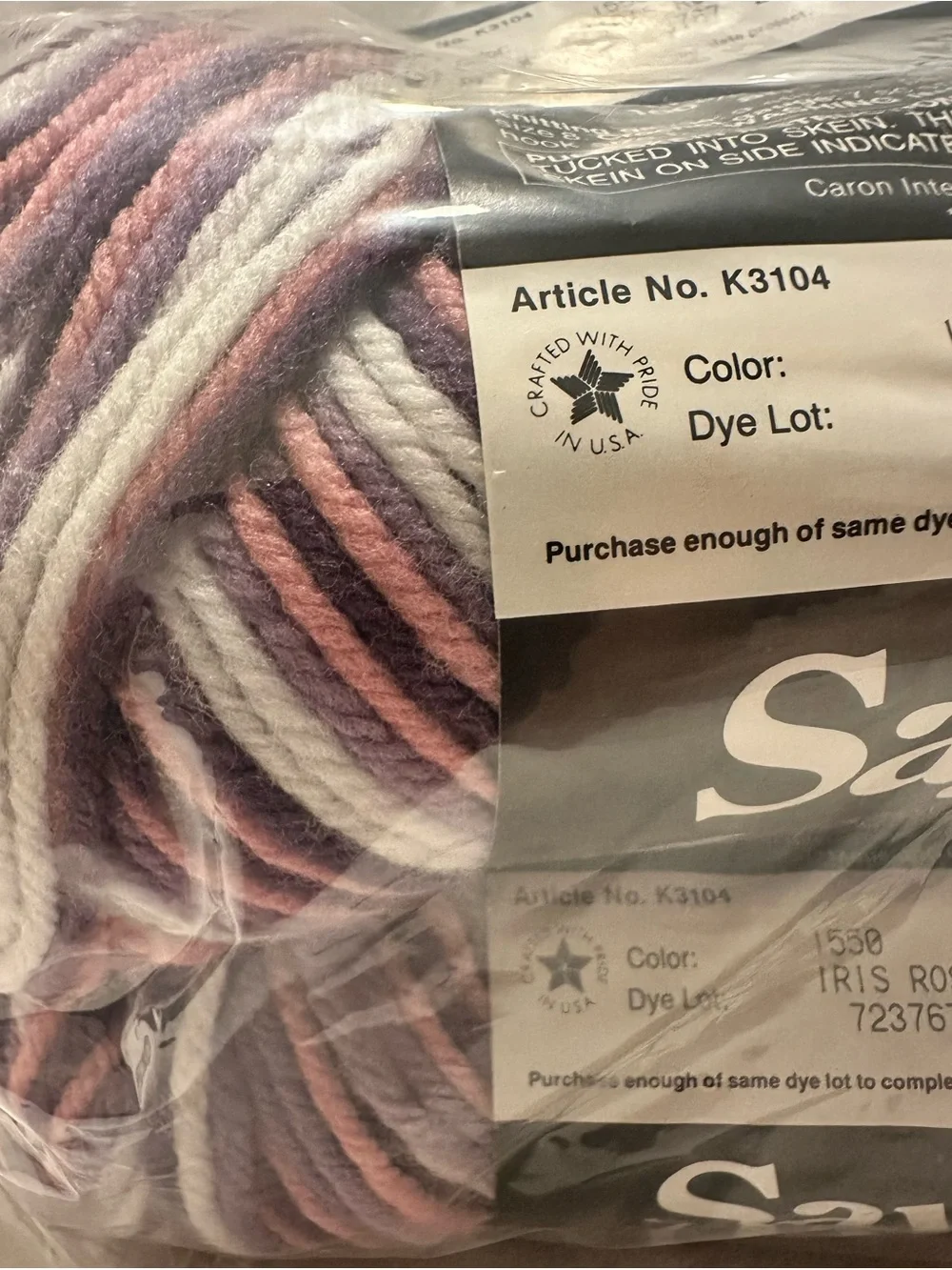 Sayelle Iris Rose Ombre 1550 Acrylic Yarn, 4-Ply Worsted 3 Skeins Same Dye Lot